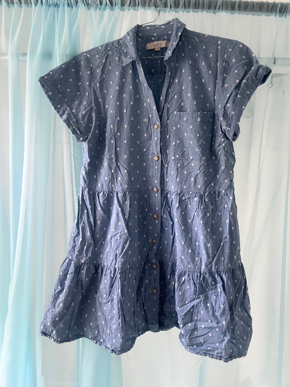 Ann Taylor Loft - Tiered Denim Shirtdress L